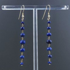 Orecchini In Argento 925 Gradazione A Nodo Orafo Dorato Con Lapis Lazuli Rondelle Sfaccettato A Mano