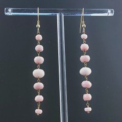 Orecchini In Argento 925 Gradazione A Nodo Orafo Dorato Con Opale Rosa Rondelle Sfaccettato A Mano