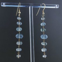 Orecchini In Argento 925 Gradazione A Nodo Orafo Dorato Con Acquamarina Naturale Rondelle Sfaccettato A Mano