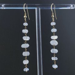 Orecchini In Argento 925 Gradazione A Nodo Orafo Dorato Con Labradorite Bianca Rondelle Sfaccettato A Mano