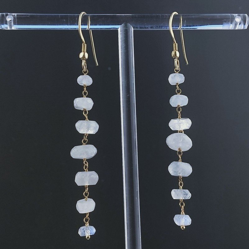 Orecchini In Argento 925 Gradazione A Nodo Orafo Dorato Con Labradorite Bianca Rondelle Sfaccettato A Mano