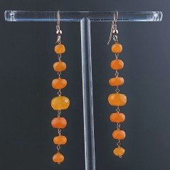 Orecchini In Argento 925 Gradazione A Nodo Orafo Oro Rosa Con Corniola Rondelle Sfaccettato A Mano