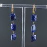 Orecchini In Argento 925 A Nodo Orafo Dorato Con Lapis Lazuli Rettangolo Briolette Sfaccettato A Mano