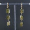 Orecchini In Argento 925 A Nodo Orafo Dorato Con Olivina (Peridoto) Rettangolo Briolette Sfaccettato A Mano