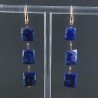 Orecchini In Argento 925 A Nodo Orafo Oro Rosa Con Lapis Lazuli Rettangolo Briolette Sfaccettato A Mano