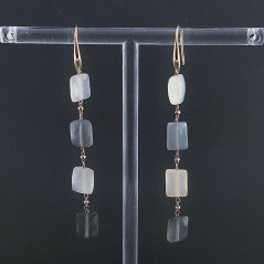 Orecchini In Argento 925 A Nodo Orafo Oro Rosa Con Pietra Di Luna Multi Rettangolo Briolette Sfaccettato A Mano