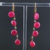 Orecchini In Argento 925 A Nodo Orafo Dorato Con Calcedonio Fucsia Goccia Briolette Sfaccettato A Mano
