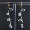 Orecchini In Argento 925 A Nodo Orafo Dorato Con Acquamarina Naturale Goccia Briolette Sfaccettato A Mano