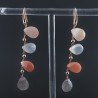 Orecchini In Argento 925 A Nodo Orafo Oro Rosa Con Pietra Di Luna Multi Goccia Briolette Sfaccettato A Mano