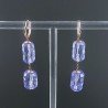 Orecchini In Argento 925 A Nodo Orafo Oro Rosa Con Cristallo Di Rocca Diamantata Blu Tubetti Sfaccettato A Mano