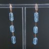 Orecchini In Argento 925 A Nodo Orafo Oro Rosa Con Cristallo Di Rocca Diamantata Azzurro Tubetti Sfaccettato A Mano