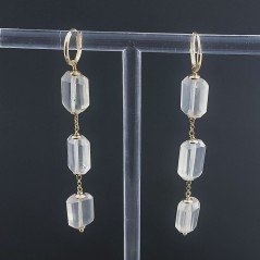 Orecchini In Argento 925 A Nodo Orafo Dorato Con Quarzo Limone Milky Tubetti Sfaccettato A Mano