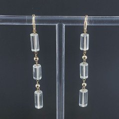 Orecchini In Argento 925 A Nodo Orafo Dorato Con Ametista Verde (Prasiolite) Tubetti Sfaccettato A Mano