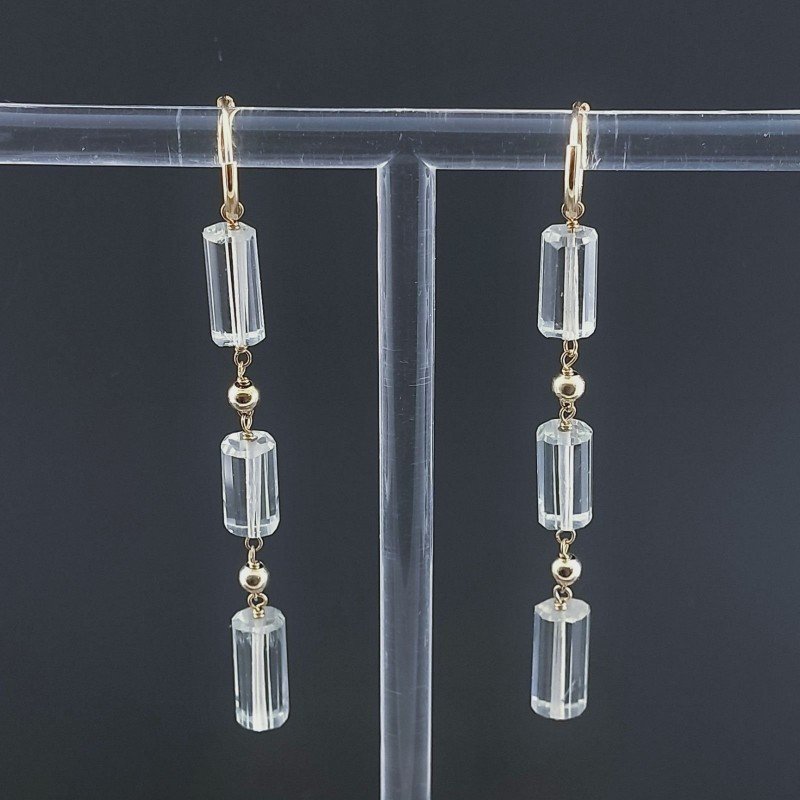 Orecchini In Argento 925 A Nodo Orafo Dorato Con Ametista Verde (Prasiolite) Tubetti Sfaccettato A Mano