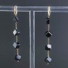 Orecchini In Argento 925 A Nodo Orafo Dorato Con Spinello Nero Cubetti Sfaccettato A Mano