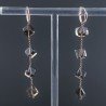 Orecchini In Argento 925 A Nodo Orafo Oro Rosa Con Quarzo Fume Cubetti Sfaccettato A Mano