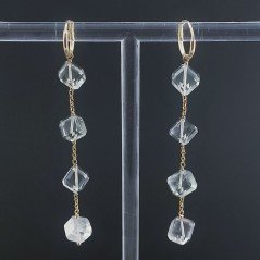 Orecchini In Argento 925 A Nodo Orafo Dorato Con Ametista Verde (Prasiolite) Cubetti Sfaccettato A Mano