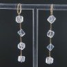 Orecchini In Argento 925 A Nodo Orafo Dorato Con Topazio Bianco Cubetti Sfaccettato A Mano