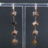 Orecchini In Argento 925 A Nodo Orafo Oro Rosa Con Occhio Di Tigre Cubetti Sfaccettato A Mano