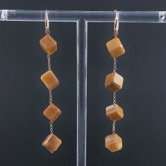 Orecchini In Argento 925 A Nodo Orafo Oro Rosa Con Calcite Gialla Cubetti Sfaccettato A Mano