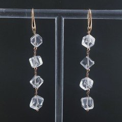Orecchini In Argento 925 A Nodo Orafo Oro Rosa Con Topazio Bianco  Cubetti Sfaccettato A Mano
