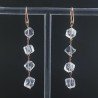 Orecchini In Argento 925 A Nodo Orafo Oro Rosa Con Topazio Bianco Cubetti Sfaccettato A Mano