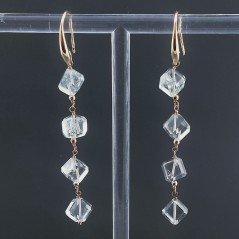 Orecchini In Argento 925 A Nodo Orafo Oro Rosa Con Ametista Verde (Prasiolite) Cubetti Sfaccettato A Mano