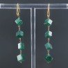 Orecchini In Argento 925 A Nodo Orafo Dorato Con Avventurina Verde Cubetti Sfaccettato A Mano