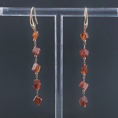 Orecchini In Argento 925 A Nodo Orafo Oro Rosa Con Granato Hessonite Cubetti Sfaccettato A Mano