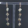 Orecchini In Argento 925 A Nodo Orafo Oro Rosa Con Occhio Di Gatto Naturale Cubetti Sfaccettato A Mano