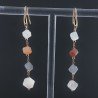 Orecchini In Argento 925 A Nodo Orafo Oro Rosa Con Pietra Di Luna Multi Cubetti Sfaccettato A Mano