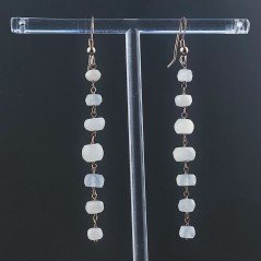 Orecchini In Argento 925 Gradazione A Nodo Orafo Oro Rosa Con Pietra Di Luna (Adularia) Rondelle Sfaccettato A Mano