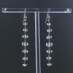 Orecchini In Argento 925 Gradazione A Nodo Orafo Oro Rosa Con Topazio Bianco Rondelle Sfaccettato A Mano