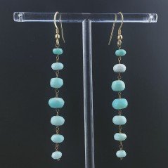 Orecchini In Argento 925 Gradazione A Nodo Orafo Dorato Con Opale Azzurro Celeste Rondelle Sfaccettato A Mano
