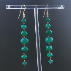 Orecchini In Argento 925 Gradazione A Nodo Orafo Dorato Con Onice Verde Rondelle Sfaccettato A Mano