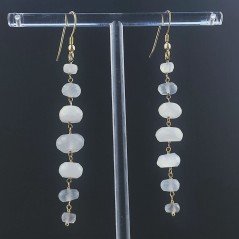 Orecchini In Argento 925 Gradazione A Nodo Orafo Dorato Con Pietra Di Luna (Adularia) Rondelle Sfaccettato A Mano