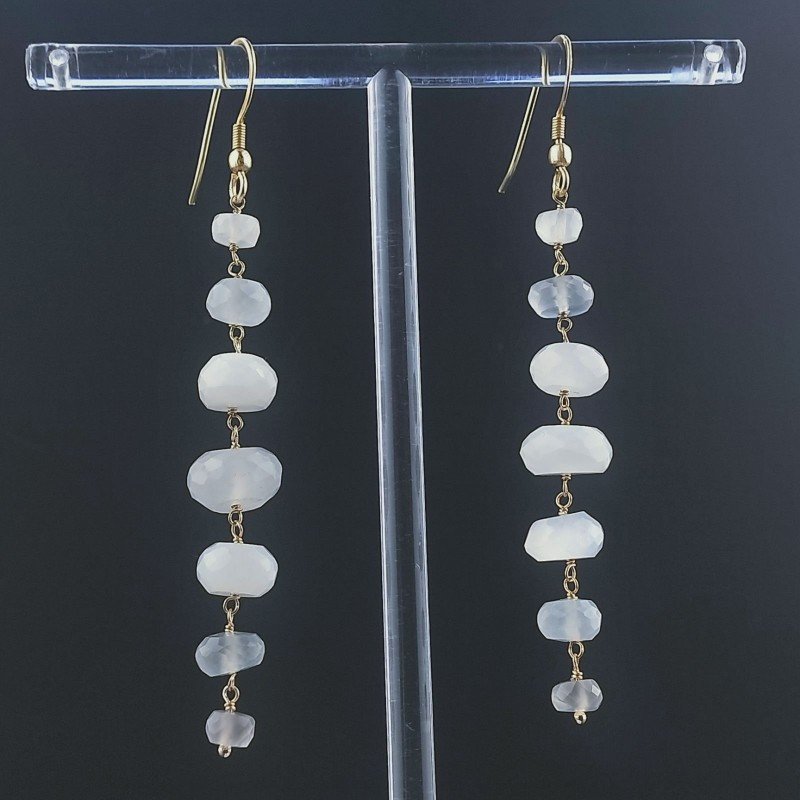 Orecchini In Argento 925 Gradazione A Nodo Orafo Dorato Con Pietra Di Luna (Adularia) Rondelle Sfaccettato A Mano
