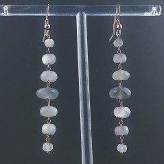 Orecchini In Argento 925 Gradazione A Nodo Orafo Oro Rosa Con Pietra Di Luna Grigia (Adularia) Rondelle Sfaccettato A Mano