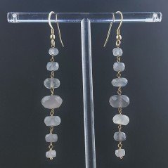 Orecchini In Argento 925 Gradazione A Nodo Orafo Dorato Con Pietra Di Luna Grigia (Adularia) Rondelle Sfaccettato A Mano