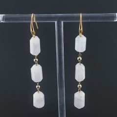 Orecchini In Argento 925 A Nodo Orafo Dorato Con Labradorite Bianca Tubetti Sfaccettato A Mano
