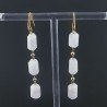 Orecchini In Argento 925 A Nodo Orafo Dorato Con Labradorite Bianca Tubetti Sfaccettato A Mano