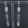 Orecchini In Argento 925 A Nodo Orafo Oro Rosa Con Cristallo Di Rocca Diamantata Fume Tubetti Sfaccettato A Mano