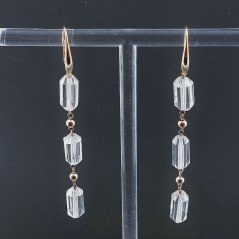 Orecchini In Argento 925 A Nodo Orafo Oro Rosa Con Topazio Bianco Tubetti Sfaccettato A Mano
