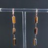 Orecchini In Argento 925 A Nodo Orafo Oro Rosa Con Occhio Di Tigre Tubetti Sfaccettato A Mano
