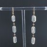 Orecchini In Argento 925 A Nodo Orafo Oro Rosa Con Quarzo Limone Milky Tubetti Sfaccettato A Mano