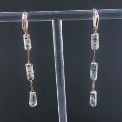 Orecchini In Argento 925 A Nodo Orafo Oro Rosa Con Opale Dendritica Tubetti Sfaccettato A Mano