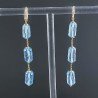 Orecchini In Argento 925 A Nodo Orafo Dorato Con Cristallo Di Rocca Diamantata Azzurro Tubetti Sfaccettato A Mano