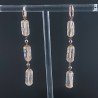 Orecchini In Argento 925 A Nodo Orafo Oro Rosa Con Cristallo Di Rocca Diamantata Beige Tubetti Sfaccettato A Mano