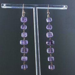 Orecchini In Argento 925 Gradazione A Nodo Orafo Oro Rosa Con Ametista Rosa Di Francia Cilindro Sfaccettato A Mano