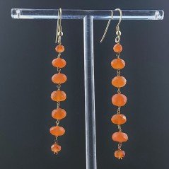 Orecchini In Argento 925 Gradazione A Nodo Orafo Dorato Con Corniola Rondelle Sfaccettato A Mano